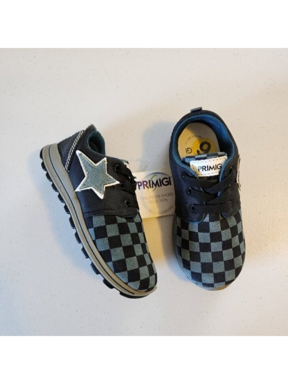 Primigi Boys Blue Checkered Star Sneakers Running Shoes Kids Size 25 8.5 new - Picture 4 of 9
